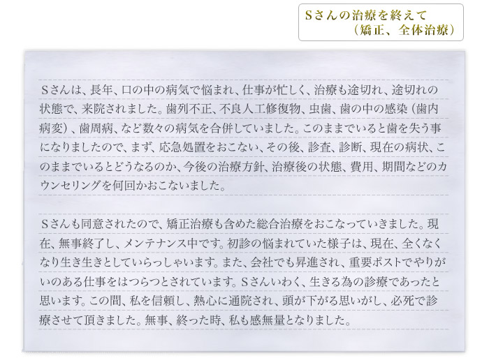 S様50代男性の治療を終えて(矯正、全体治療)